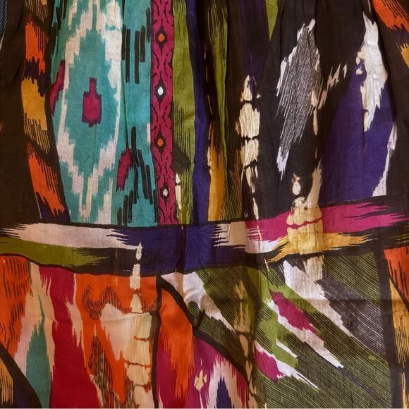 Chaudry KC NEW Bohemian Multicolor Crinkle Maxi Skirt Size Small - Picture 4 of 6